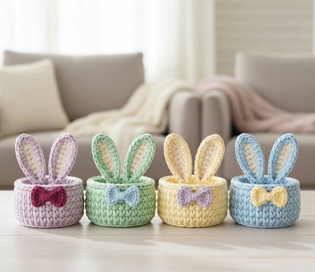 Blush Bunny Crochet Basket