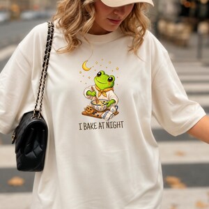 Funny Frog Shirt, Frog Lover Gift, Baking Shirt, Cute Baker Gift, I Bake at Night T-Shirt, Bread Baking Gift, Gift for Baker & Frog Lover
