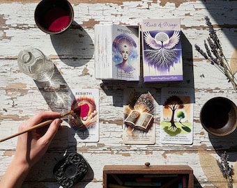 Baraja de Oráculo Raíces y Alas, Cartas del Tarot de Autodescubrimiento, Guía de Fuerza Interior, Baraja Espiritual de 54 Cartas, Cartas con Significado