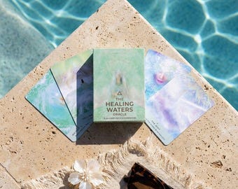 Baraja de 44 cartas del Oráculo Aguas Curativas / Herramienta de Tarot y Adivinación para Principiantes / Cartas de Adivinación en Inglés / Conjunto de Oráculo de Sanación Espiritual