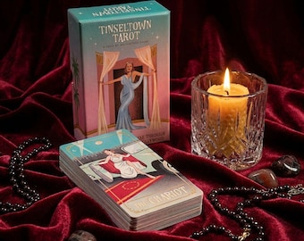 Baraja de Tarot Tinseltown / Estilo Hollywood Vintage Rosa / 78 Cartas Ilustradas / Caja Rígida / Juego de Cartas de Tarot de Regalo / Carta de Adivinación Psíquica