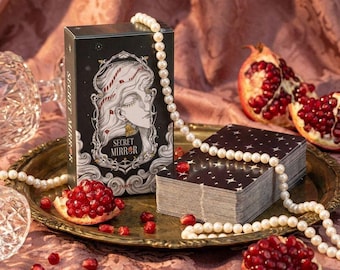 Baraja de Tarot Secret Mirror / Juego de 80 cartas de adivinación inglesa / Arte monocromático femenino / Lectura espiritual / Compacto 10,4 × 5,9 cm