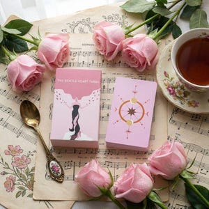 Gentle Heart Tarot Deck, 78 Pink Cards, Modern Minimalist Design, 4.06 x 2.36 in, Intuitive Readings and Subconscious Truths