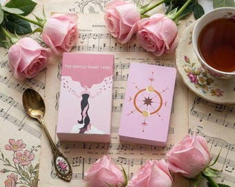 Baraja de Tarot Gentle Heart, 78 cartas rosas, diseño minimalista moderno, 10,3 x 5,9 cm, lecturas intuitivas y verdades subconscientes.