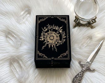 Caja magnética para cartas de tarot con tapa, almacenamiento portátil para oráculos y naipes, organizador ligero de cartas, decoración de brujería para el hogar.