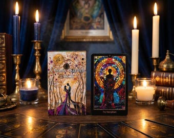 Cartas del Tarot del Jardín Cósmico / Baraja de Adivinación de Galaxia Celestial y Luz Estelar / 78 Mini Cartas Únicas / Juego de Tarot de 10,4 × 6 cm