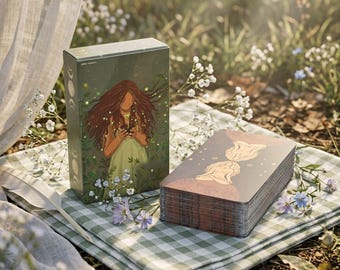Baraja de Tarot Mujer de la Tierra, Baraja de Tarot de 78 cartas, Herramienta de adivinación inspirada en la naturaleza, Regalo espiritual para ella, Oráculo estilo cottagecore, Tarot intuitivo