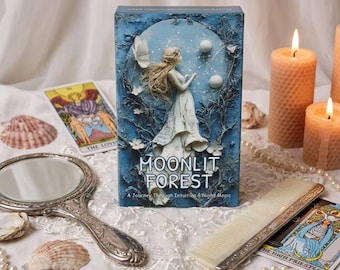 Baraja de Oráculo del Bosque de la Luz de la Luna / 54 cartas / 13 x 8 cm / Guía espiritual / Oráculo del guardián de la naturaleza para la intuición, la reflexión y la comprensión
