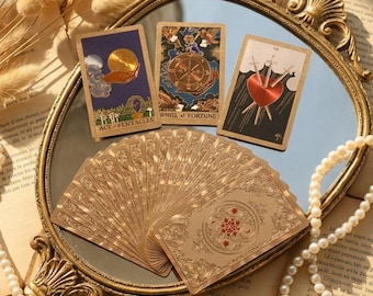 Baraja de Tarot de Oro Rosa en inglés / Cartas clásicas de tarot para adivinación / Regalo de adivinación para principiantes / Baraja de cartas de brujas