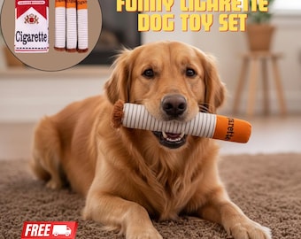 Grappig sigarettenpakje hondenspeelgoedset – pluche piepend puppyspeelgoed voor kleine en middelgrote honden – interactief kauwspeeltje cadeau