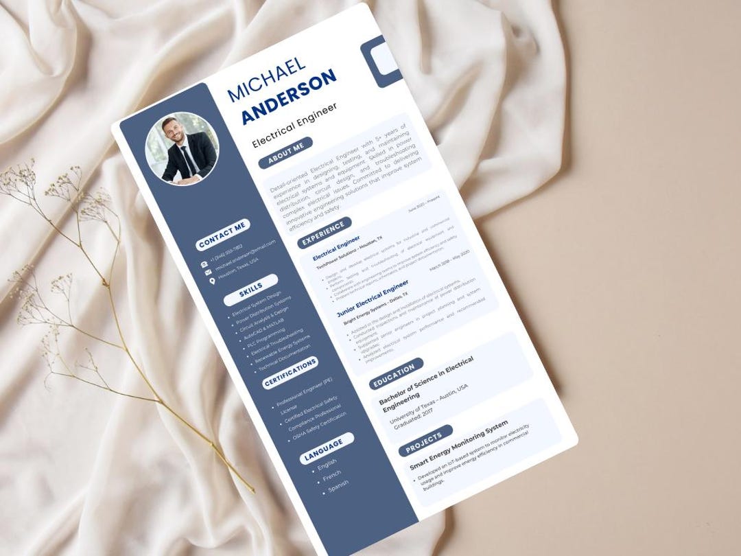 Electrical Engineer CV Template | Modern ATS Friendly Resume (canva) - Etsy