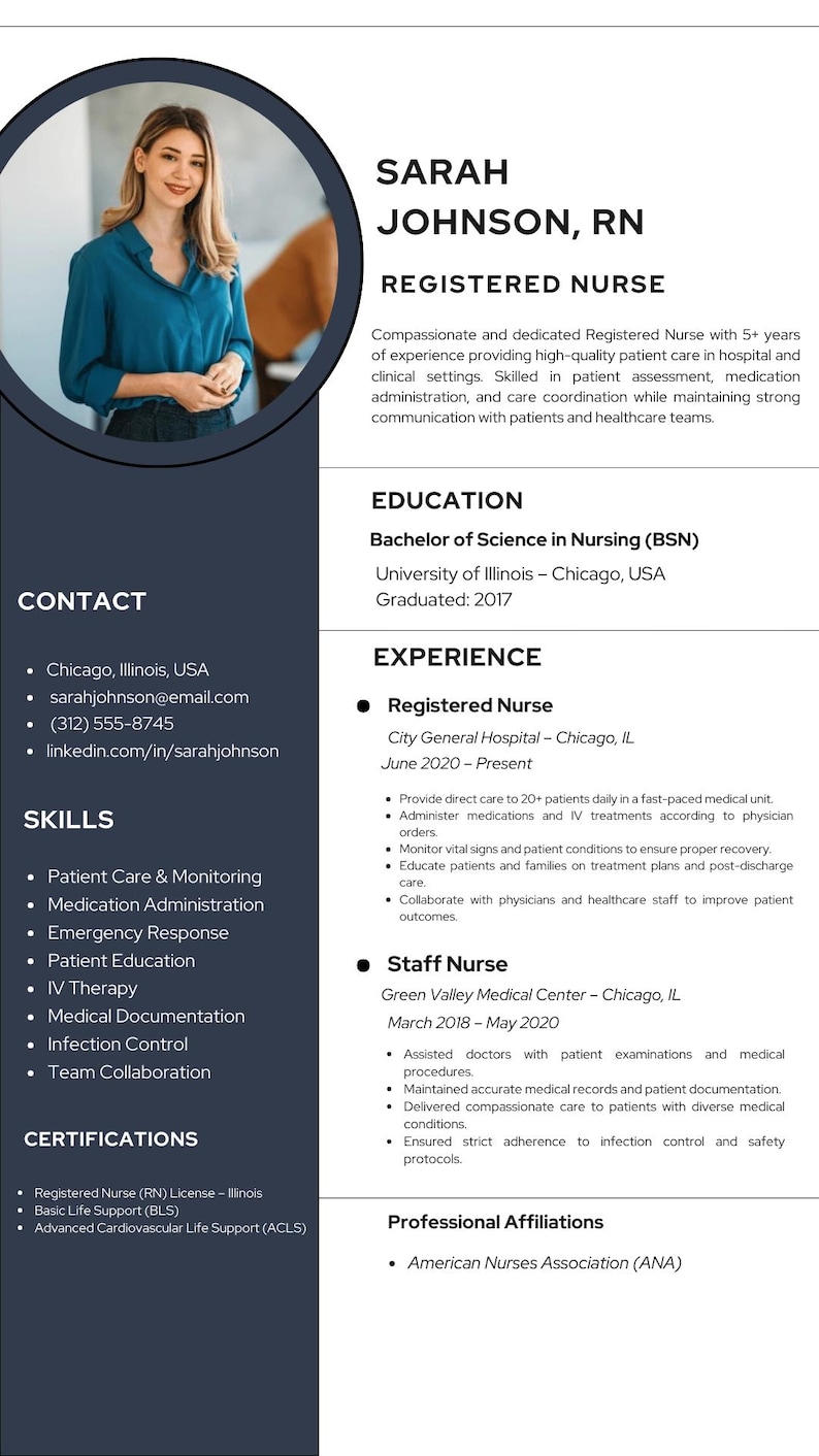 Usrn Cv Example Nursing Resume Template | RN CV, ATS Friendly Healthcare (canva ...