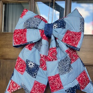 Patriotic Bandana Patchwork Front Door Bow