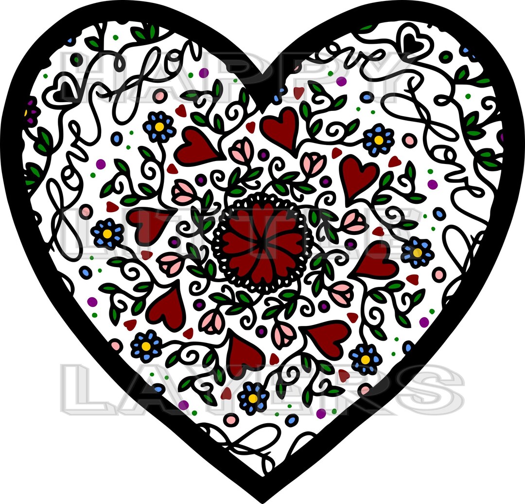 Floral Heart Mandala SVG | Layered Cut File, Valentine's Day (digital ...