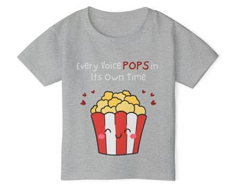 Every Voice Pops In Its Own Time Popcorn Toddler T-shirt | Apraxia Awareness