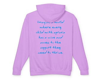Sweat à capuche sensibilisation à l'apraxie Pull léger Vêtements de soutien pour l'orthophonie Sweat-shirt confort Design décontracté Imagine World Soutien Plaidoyer