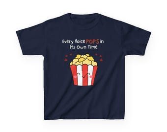 Every Voice Pops In Its Own Time Popcorn Apraxia Awareness Kids Tee