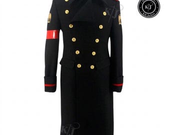 Michael Jackson Black Wool Military Coat - Handmade MJ Cosplay Jacket