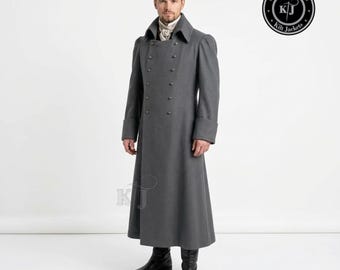 Handmade Regency Greatcoat | Napoleonic Wool Overcoat, Double Breasted, 19th Century Style