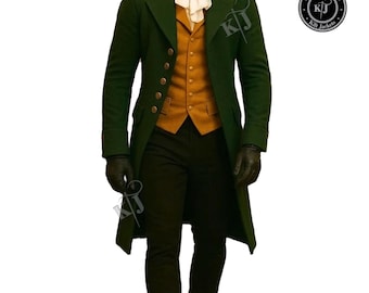 Regency Men’s Green Tailcoat | 19th Century Gentleman's Frock Coat