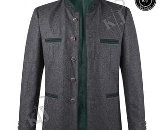 Handmade Men's Tyrolean Wool Loden Jacket – Authentic Bavarian Trachten Blazer