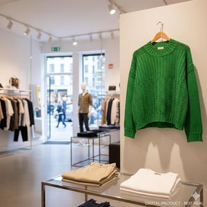 ponni a trop down textured patchwork sweater