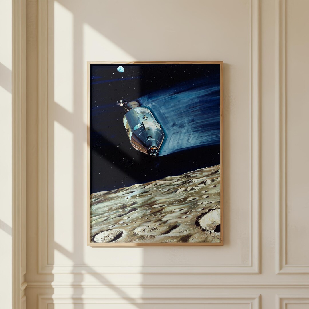 NASA Apollo Moon Mission Art | Vintage Space Poster | Lunar Orbit ...