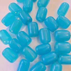 10 Beads -  10mm x 12mm Turquoise Blue Glass Tube Beads, Tube Shaped Beads, Blue Glass Beads, Summer Beads, Bright Blue Beads, Bright Blue