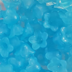 10 - 13mm Dyed Chunky Turquoise Transparent Frosted Flower Acrylic Beads, Floral Bead Cap, Flower Bead Cap, Acrylic Bead Cap, DIY Jewelry