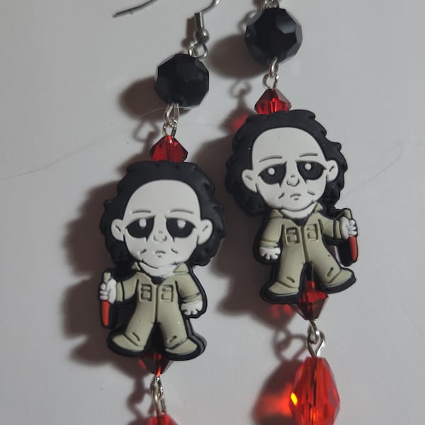 Silicone Michael Myers Earrings, Halloween Earrings, Halloween Dangle Earrings, Horror Earrings, Halloween Fan Earrings, Scary Earrings