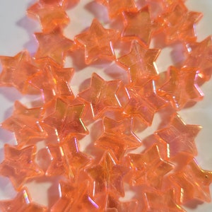 10 Beads - 10mm AB Orange Acrylic Star Beads, Fun Star Beads, Decora Beads, Lolita Beads, DIY Jewelry, Kawaii Beads, Colorful Orange Stars