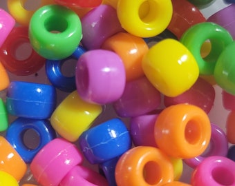70 Beads - Rainbow Mix Pony Beads, Rainbow Kandi Beads, Pony Bracelet Beads, DIY Bracelets, Candy Beads, Pride Beads, Rainbow Beads, 90s