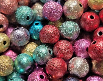 20 Beads - 8mm Colorful Acrylic Bead Mix, Bracelet Beads, Colorful Mixed Beads, 8mm Round Beads, DIY Jewelry Making, Textured Acrylic Beads