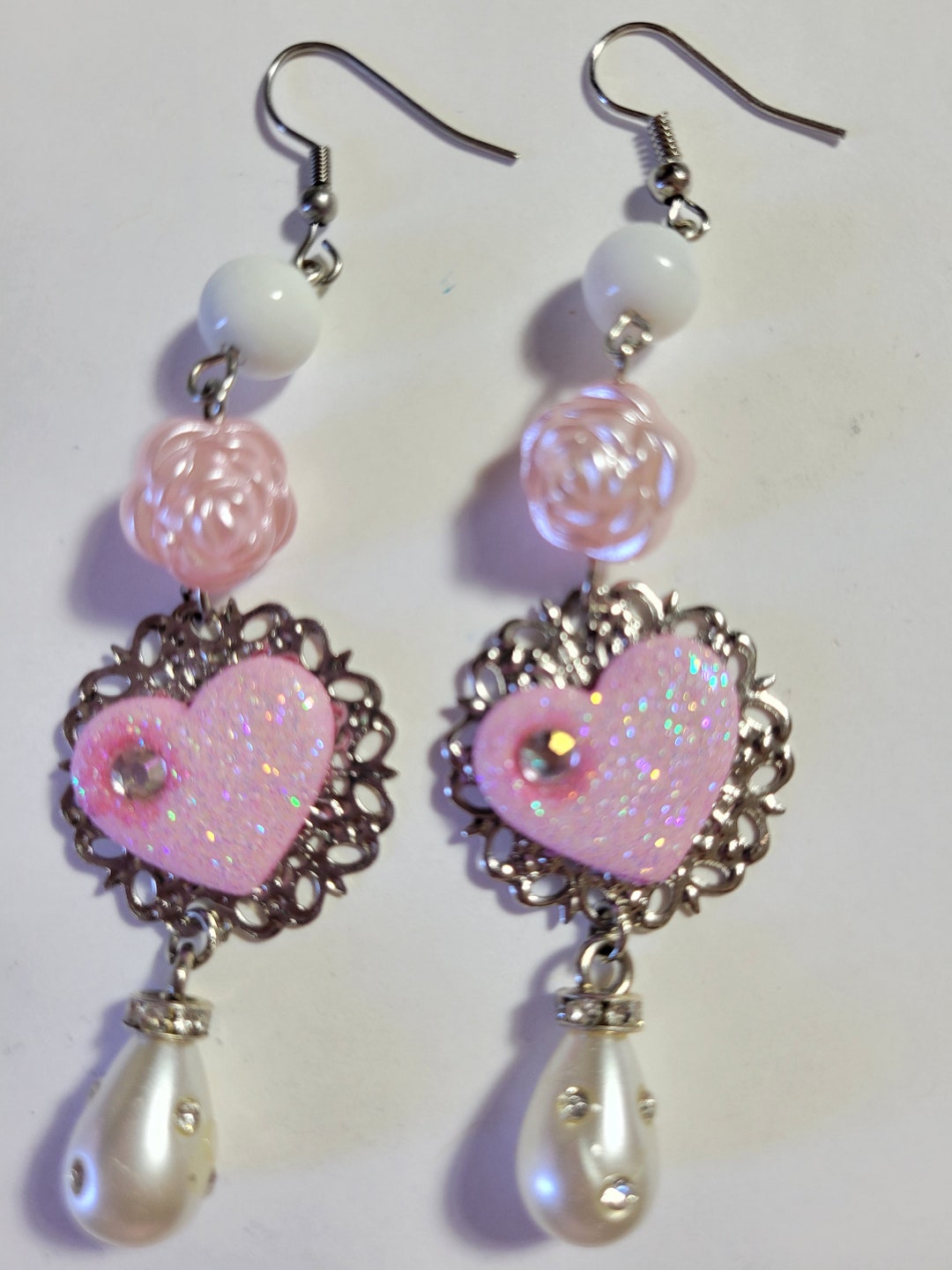 Pink Heart Earrings