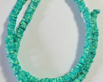 6mm Bright Green Heishi Disc Beads, Polymer Clay Vinyl Heishi Beads, African Disc Beads, Green Colored Heishi Beads, Green Polymer Clay Bead