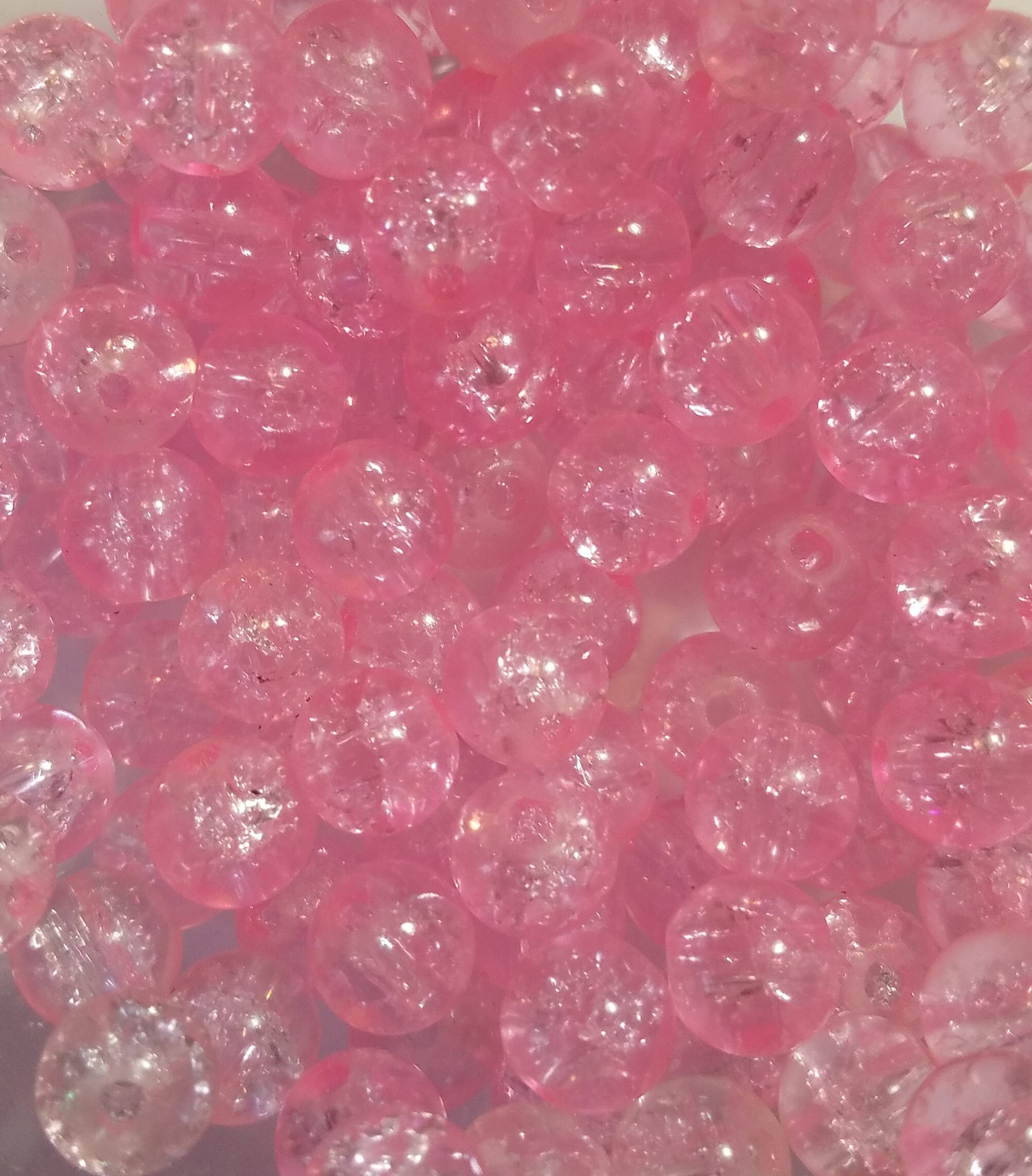 10 Beads 8mm Baby Pink Crackle Glass Beads Pink Cracked Etsy