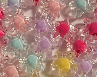 20 - Transparent Acrylic Star Beads, Star Beads, Mixed Color Star Beads, Celestial Beads, Pastel Star Beads, Y2K, Kawaii Beads