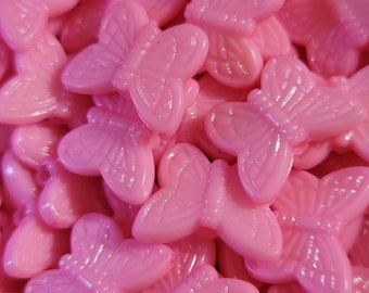20 perline - 11 mm Perline acriliche rosa opache Perline a farfalla, Perline a farfalla rosa, Perline a farfalla luminose, Lavoretti per bambini, Creazione di gioielli