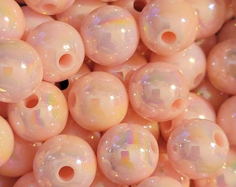10 Beads - 10mm Baby Pink Acrylic Beads that are AB Color Plated, Round Baby Pink Beads, Acrylic Beads, Y2K Beads, Bubble Beads