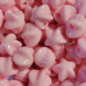 10 Beads - 11mm Pink Acrylic Beads, Star, Pink Beads, Fun Pink Star Beads, Decora Beads, Lolita Beads, DIY Jewelry, Kawaii Beads, Pink Stars