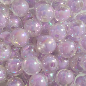10 Beads - 10mm Light Purple AB Acrylic Round Beads, Spacer Beads, Acrylic Beads, Small Round Beads, Gumball Beads, DIY Jewelry, Beads