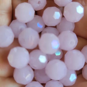 10 Beads - 10mm Faceted Glass Frosty Pink Crystal Beads, Pretty Glass Crystals, Light Pink Glass Round Crystals, Jewelry Findings, DIY immagine 2