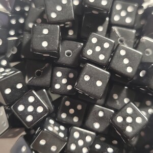 10 Beads - Black Acrylic Lucky Dice Beads, Dice Beads, Small Dice Beads, Plastic Dice Beads, Jewelry Making, DIY, Square Dice Beads