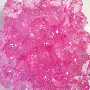 10 Beads - 13mm Acrylic Light Rose Pink Beads, Flowers, Pink Colored Rose Beads, Transparent Pink Rose Beads, Kawaii Beads, DIY, Beading