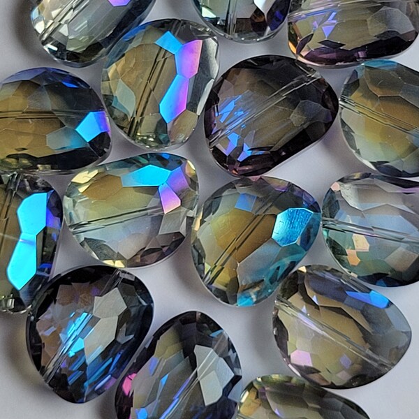 1 - Large Iridescent AB Glass Crystal Nugget Bead, 25mm Large AB Crystal, Single Iridescent Nugget Crystal, Large Crystal Beads