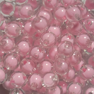 20 Beads - 8mm Light Pink and Clear Acrylic Round Beads, Spacer Beads, Acrylic Beads, Small Round Beads, Gumball Beads, DIY Jewelry, Beads