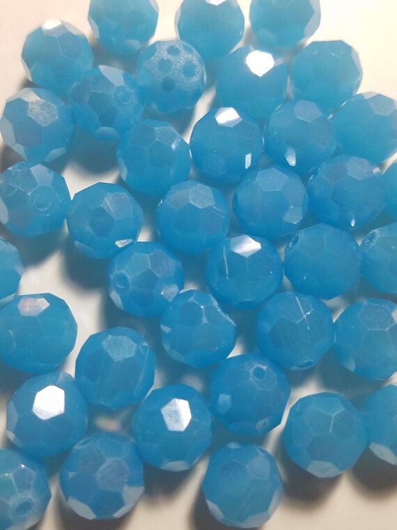 Royal Blue Crystal Round Faceted Beads