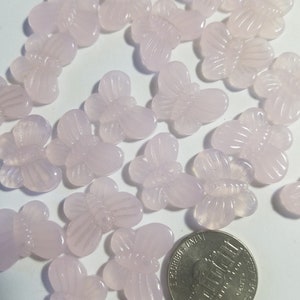 6 - Glass Butterfly Beads! Light Pink Large Glass Butterfly Beads, Detailed Butterfly Beads, Garden Beads, Spring Beads, Summer Beads