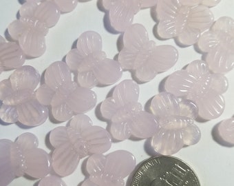 6 - Glass Butterfly Beads! Light Pink Large Glass Butterfly Beads, Detailed Butterfly Beads, Garden Beads, Spring Beads, Summer Beads