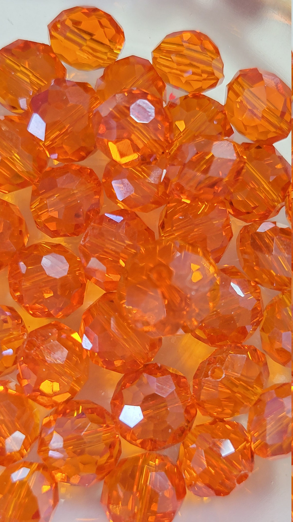 10 Beads 10mm Faceted Orange Glass Crystal Beads Small Etsy
